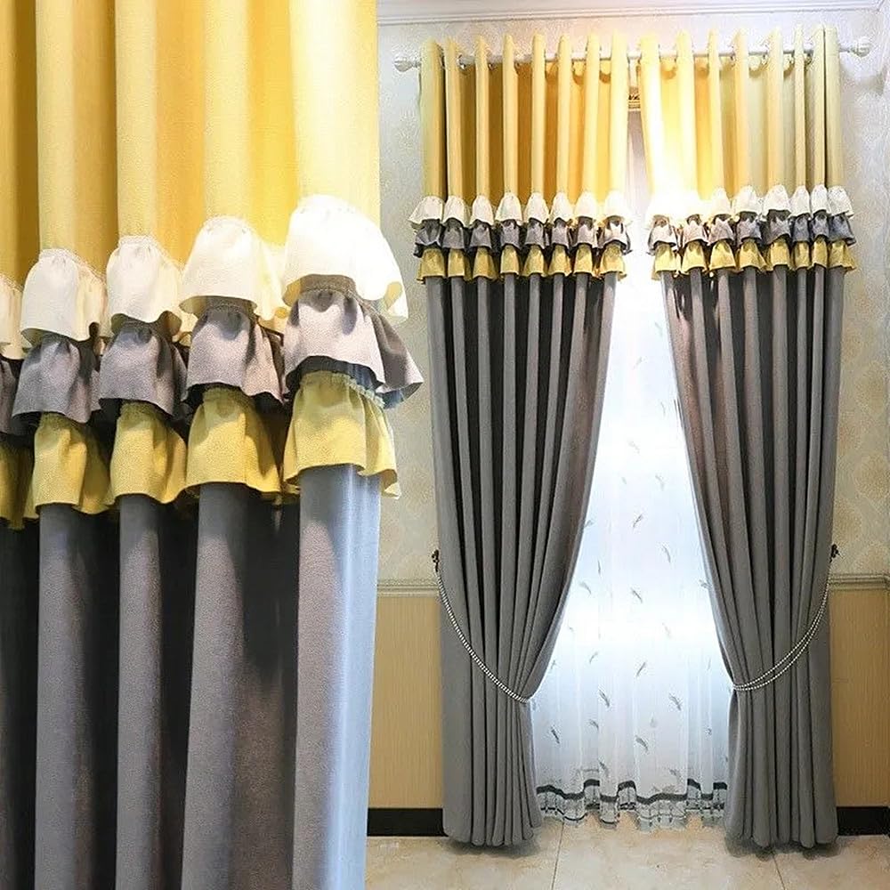 Amazon｜Amidoudou 1ペア スプライシングカーテン リビングルーム 寝室